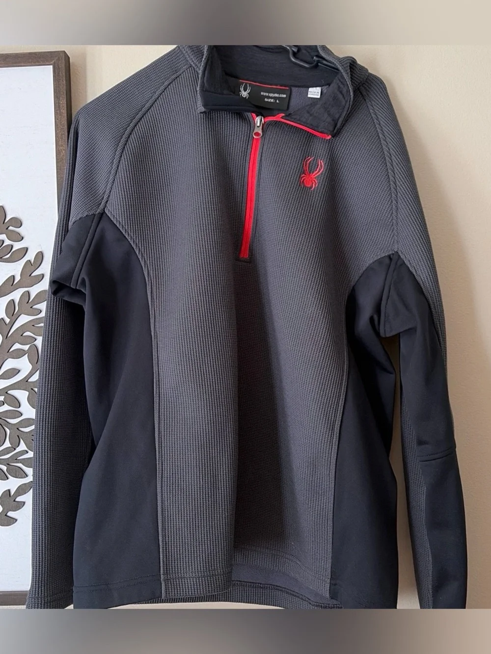 Spyder Gray, Black & Red Half-Zip Pullover